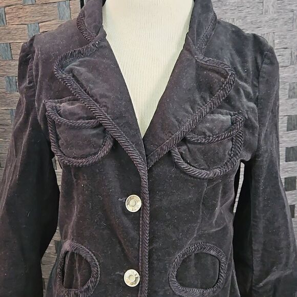 Luii Women's Black Velvet Corset Back Jacket Size Medium - Picture 3 of 13